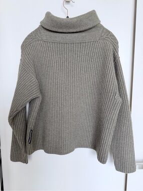 Alexander Wang Women’s High Collar Ribbed Wool Sweater Size XS Olive